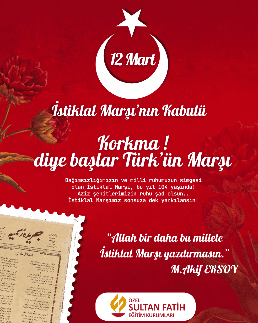 12 Mart İstiklal Marşı'nın Kabulü